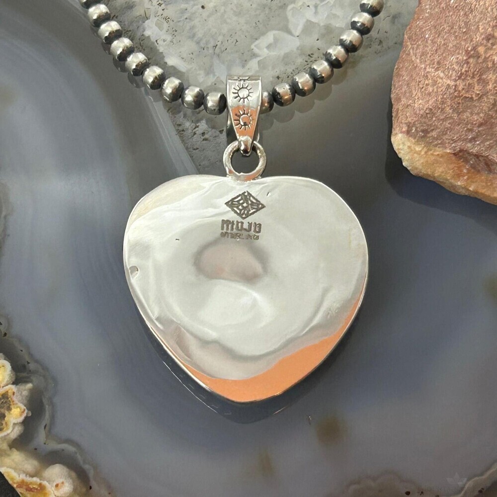 Sterling Silver Southwestern Style Cotton Candy Heart Pendant For Women #4 - Picture 7 of 10